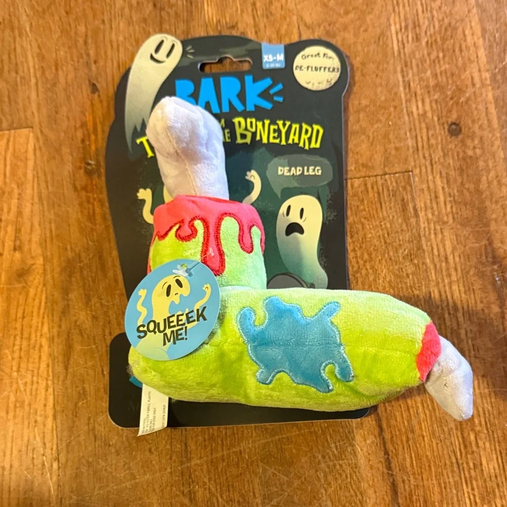 Bark Boneyard Squeaky Toy in Lime and Coral